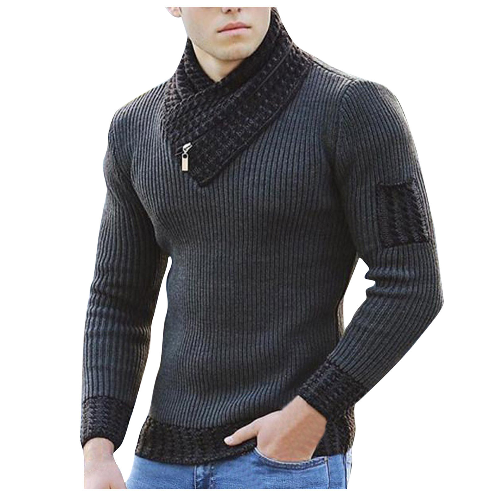 Hommes chandails haut solide pull écharpe pull taille col angleterre couleur pulls hommes moyen hiver manteau 220923