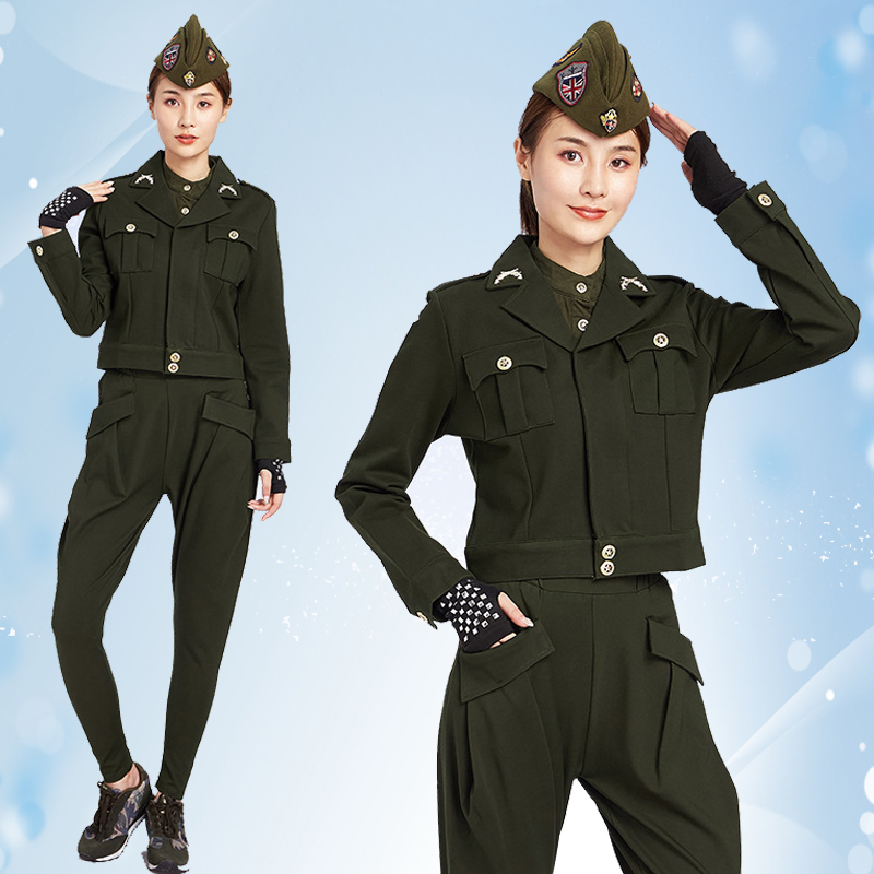 Stage Wear Sailor Show Costume Female Dress Water Ice Dance Short Coat and Harem Pants Spring Autumn Pretty Sexy Navy Suit Army Green Black