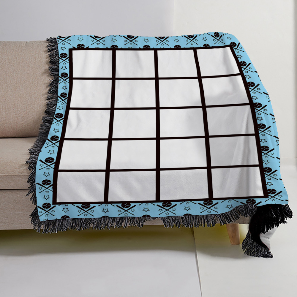 20 paneles Mantas de lana por sublimación con borlas Impresión por transferencia de calor chal envolvente sofá manta para dormir para niños Cama Mantas de franela 125x150 cm