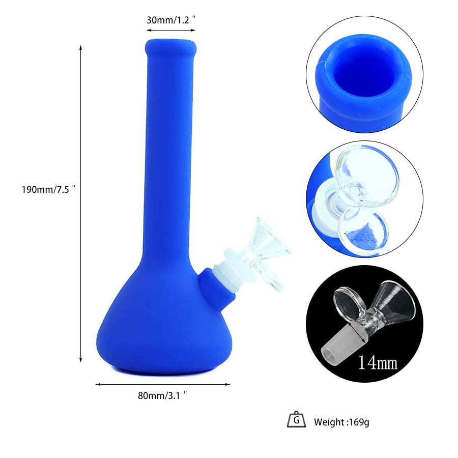 Hookahs 7.5'' silicone small beeker unique shape water pipes bong smoke accessories dab rig