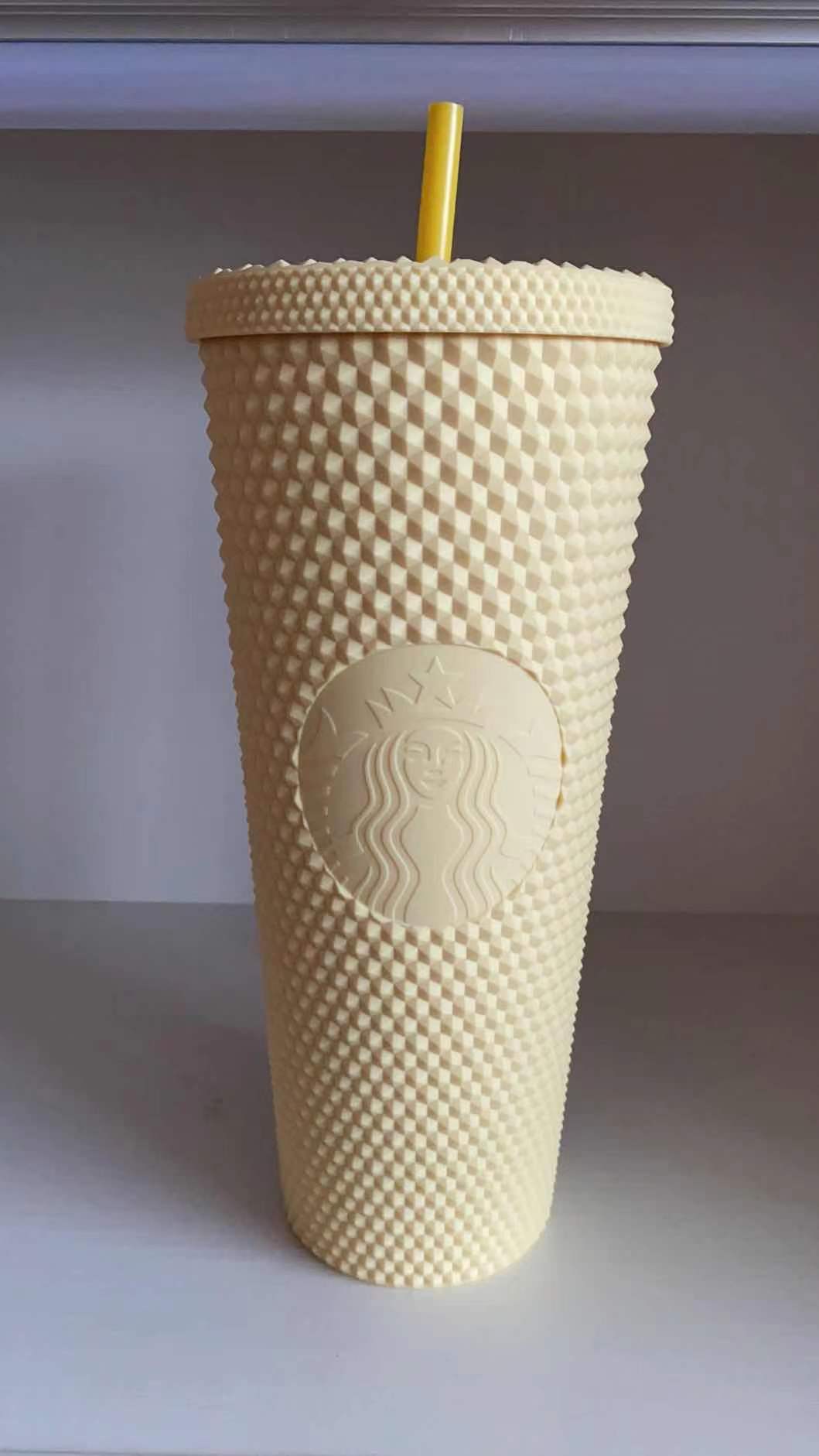 2022 Starbucks 24oz/710ml Plastic Mugs Tumbler Reusable Clear Drinking Flat Bottom Pillar Shape Lid Straw Cups mug The new hot product for factory direct sale AB