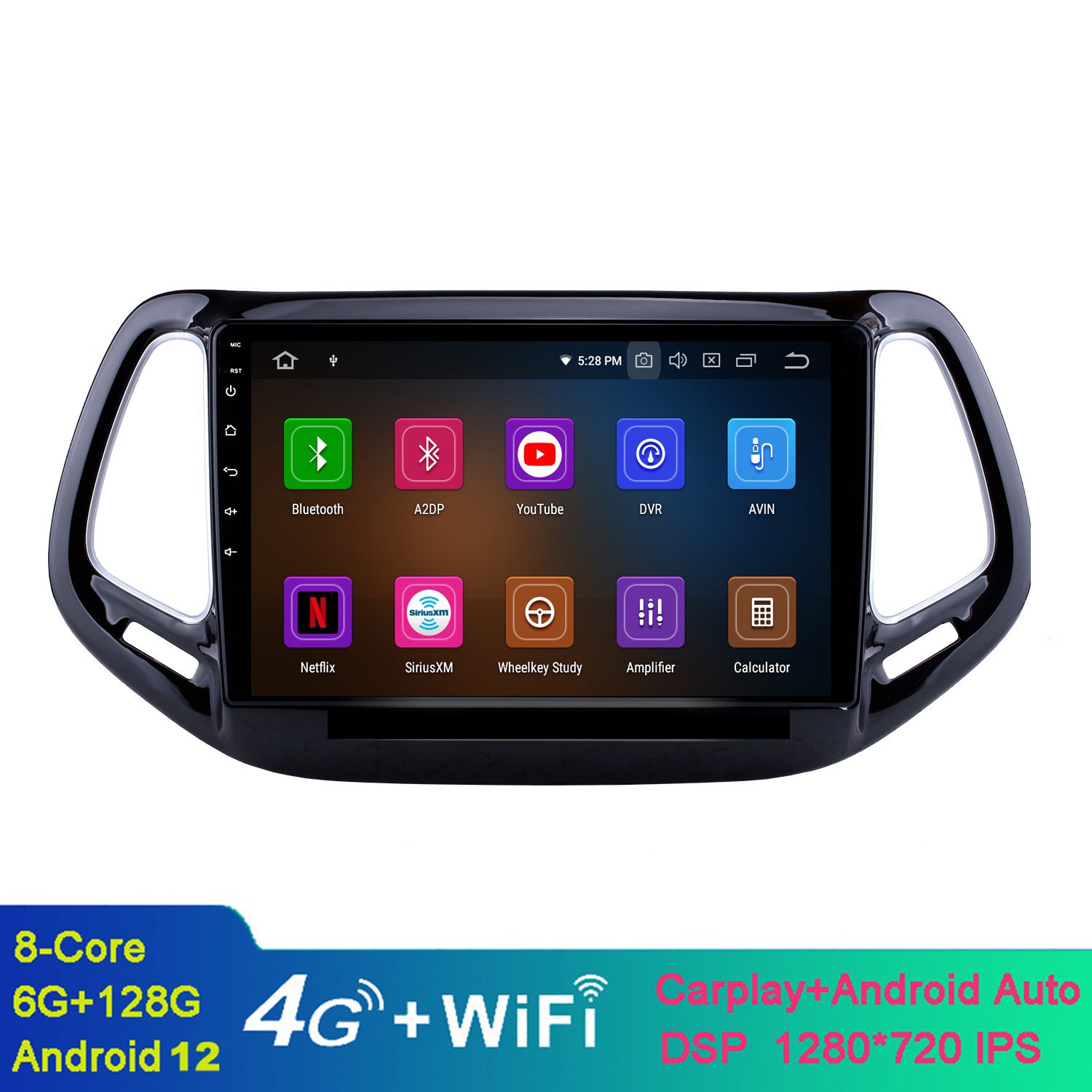 10.1 inch Android HD touchscreen auto video multimedia-speler voor 2017-jeep kompasondersteuning achteraanzicht camera aux dvr