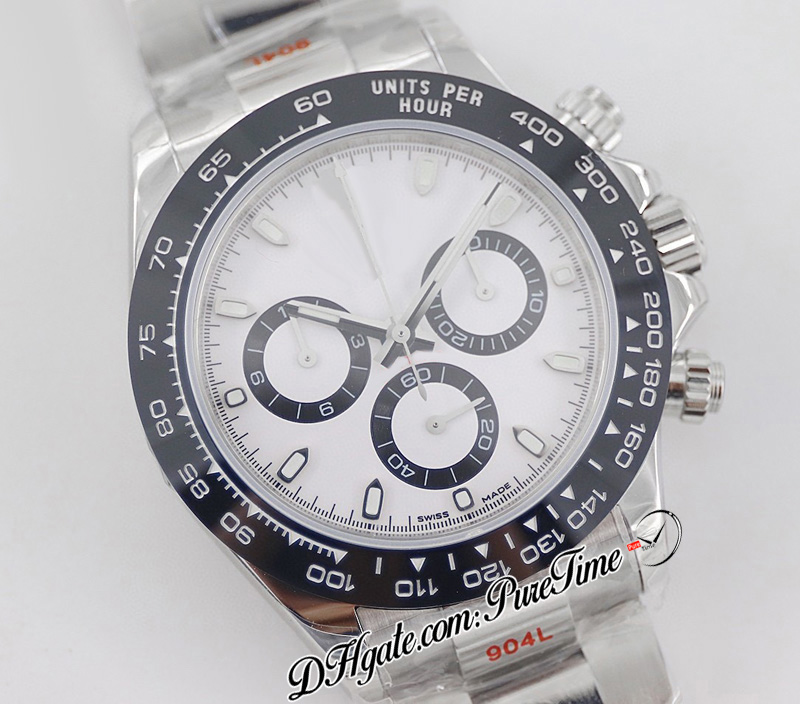 TWF V2 A7750 Otomatik Kronograf Erkekler İzle Seramik Çerçeve Beyaz Çubuk Dial 904L Oystersteel Bilezik Aynı Seri Kart Süper Edition Saatler Puretime B2