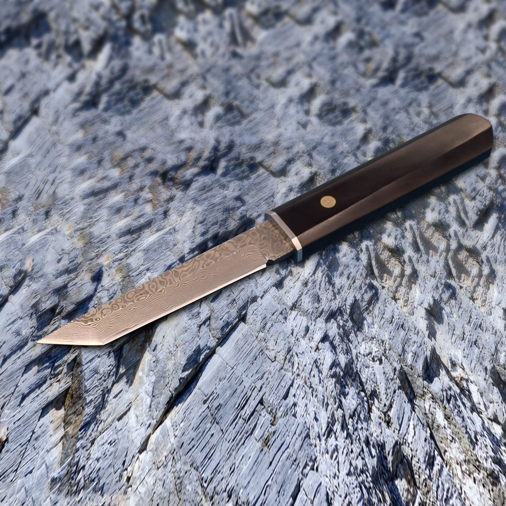 프로모션 R8319 생존 스트레이트 나이프 VG10 Damascus Steel Tanto Point Blade Rosewood 스틸 헤드 핸들 고정 블레이드 나이프를 포함한 고정 블레이드 나이프