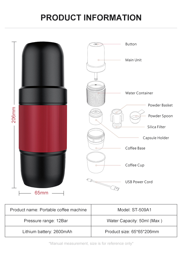 Łatwa kontrolna samochodowa garnki z kawą 12 barów espresso Manual kawa- maszyna do spętania na świeżym powietrzu sportuj przenośny producent kawy-Mini