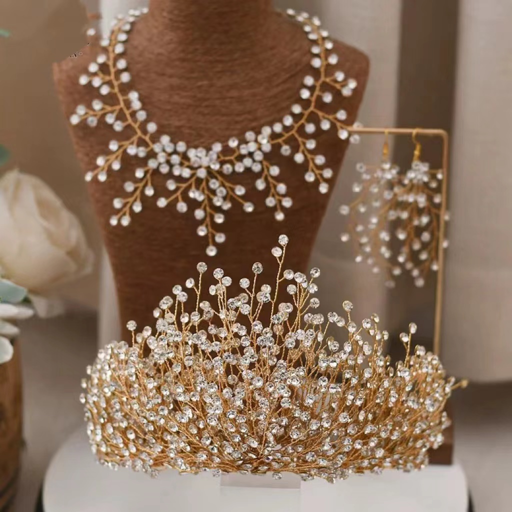 Luxo Crystal Beads Casamento Cabelo de Coroa Coroa Acessórios da Coroa de noiva PROM PRINCESS Princess Crown ZD193