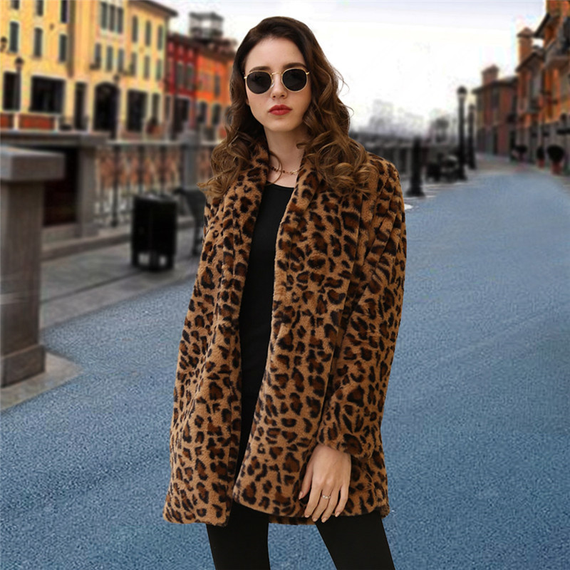 Kvinnors päls faux leopard rockar kvinnor täcker lyx vinter varm plysch jacka mode konstgjord päls outwear hög kvalitet 220923