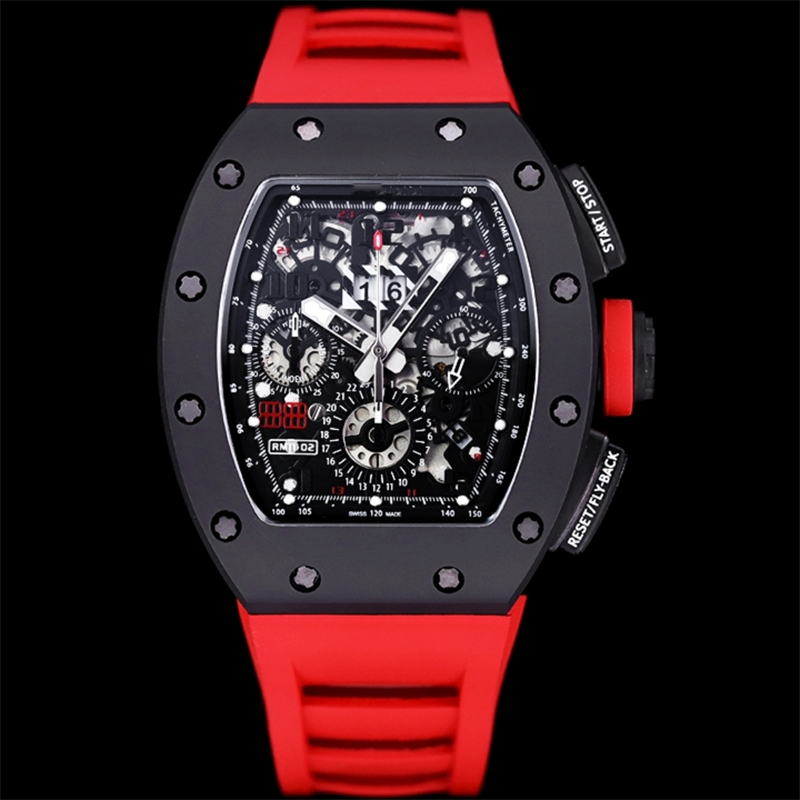 011 Montre DE Luxe 7750 cronógrafo movimento mecânico caixa de cerâmica pulseira de borracha relógio de luxo relógios masculinos relógios de pulso Relojes