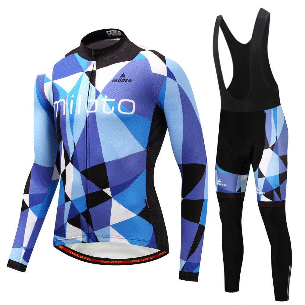 2024 Pro Mens Space Blue Winter Cycling Jersey Set Long Sleeve Mountain Bike Cycling Clothing Breattable Mtb Bicycle Clothes Wear Suit B35