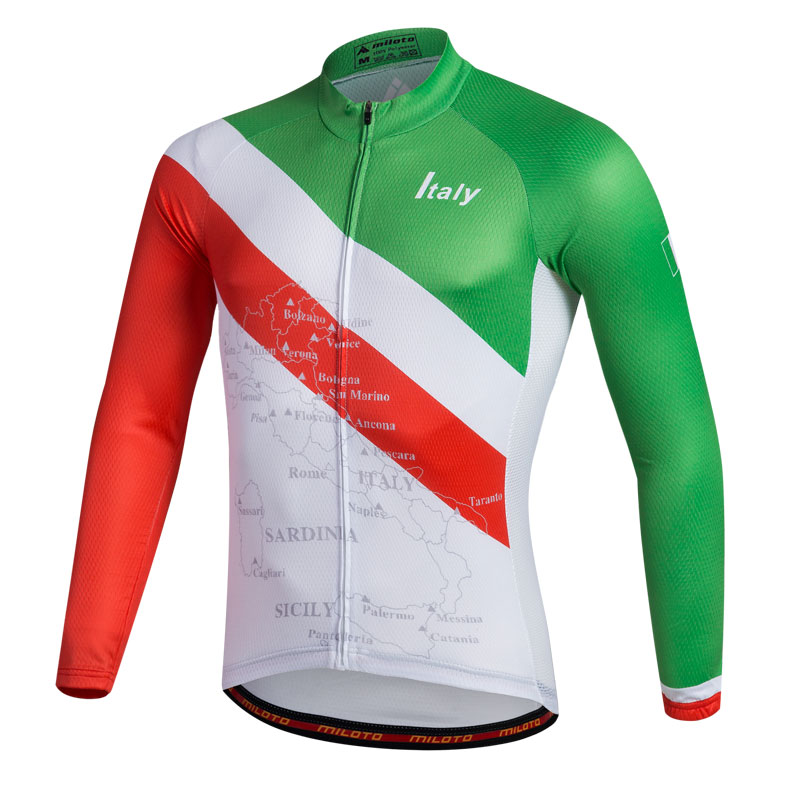 2023 Pro Mens Italy Winter Cycling Jersey Set Long Sleeve Mountain Bike Cycling Clothing Breathable MTB Bicycle Clothes Wear Suit B37