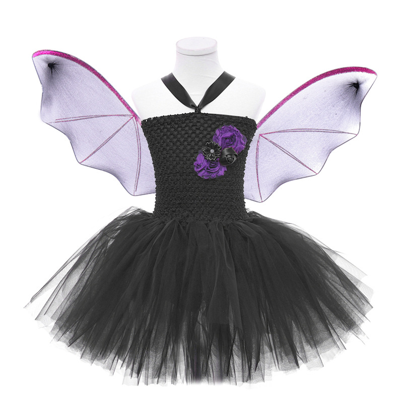 Halloween-Kostüm-Kleider für Kinder, Baby-Schmetterling, Kinderkleidung, europäisches und amerikanisches Kinderkleid, Pompous 2021, schwarzes ärmelloses Mädchen-Set