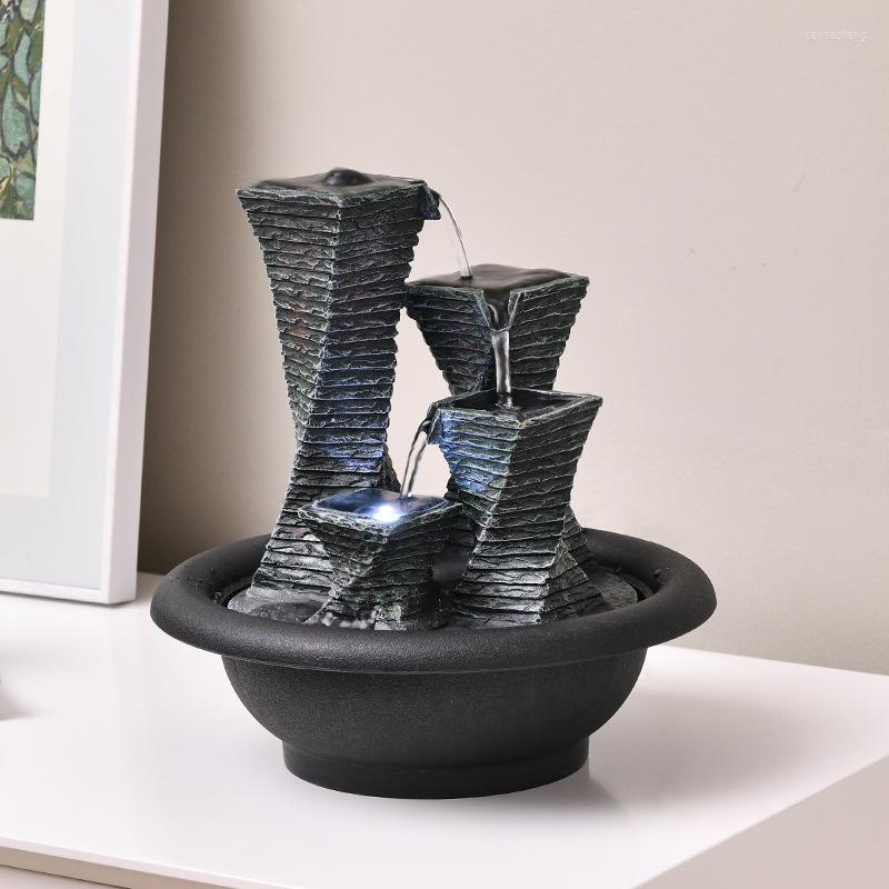 Figurines d￩coratives Luvky Feng Shui d￩cor Fountaine de table avec des lumi￨res LED Fonction de cascade int￩rieure - Sound d'eau apaisant et relaxant