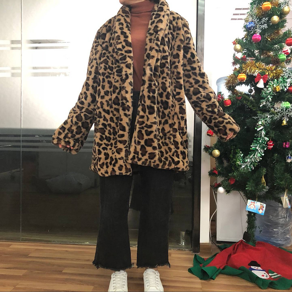 Kvinnors päls faux leopard rockar kvinnor täcker lyx vinter varm plysch jacka mode konstgjord päls outwear hög kvalitet 220923