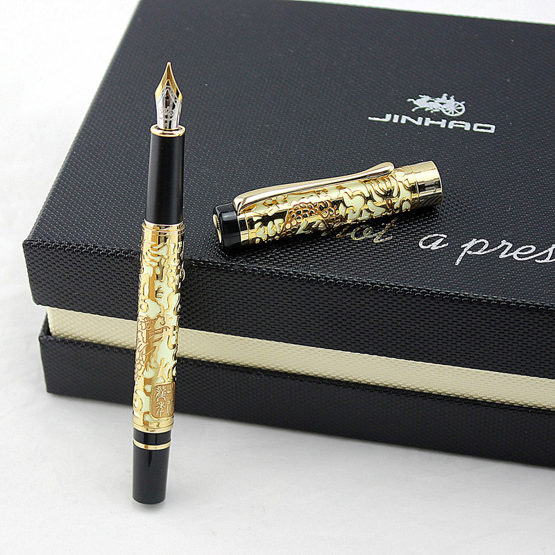 Фонтановые ручки Jinhao 5000 белый и золотой средний фонтан -ручка Dragon тис 220923