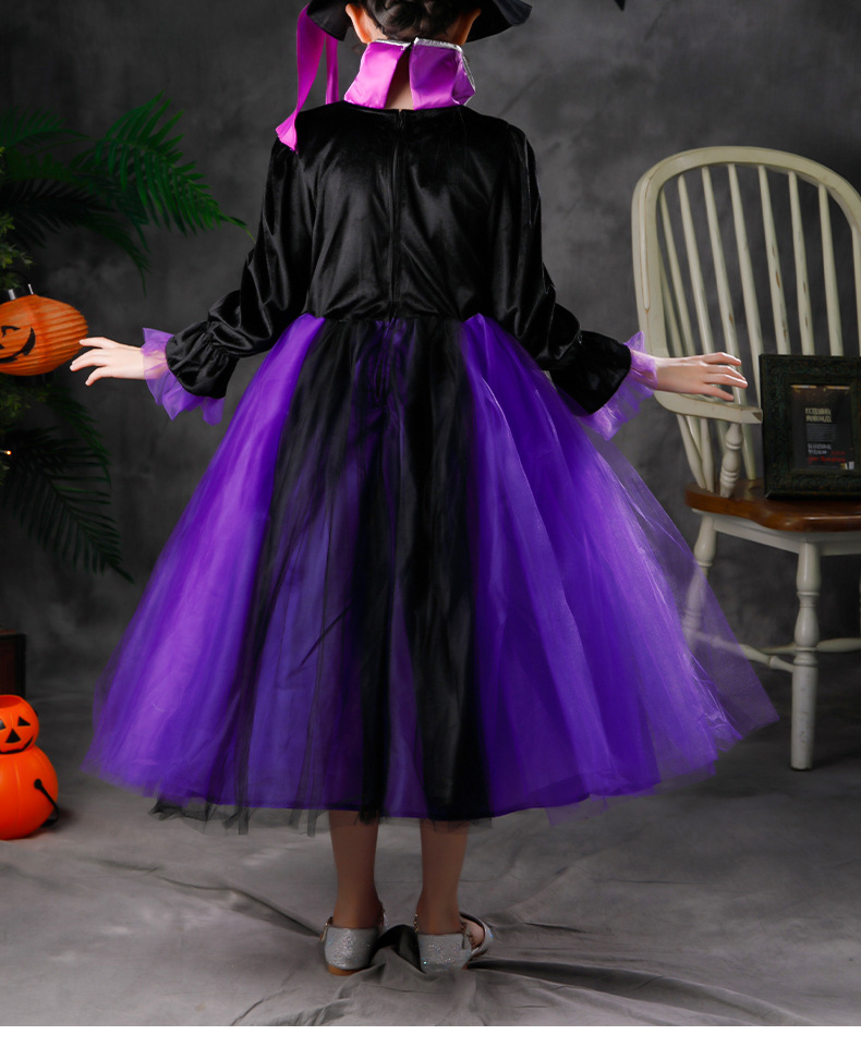 2022 Fashion Halloween Girl Dresses Wizard Costume Children's Luminescent Cos Christmas Classic Witch Princess Dress Barnkläder