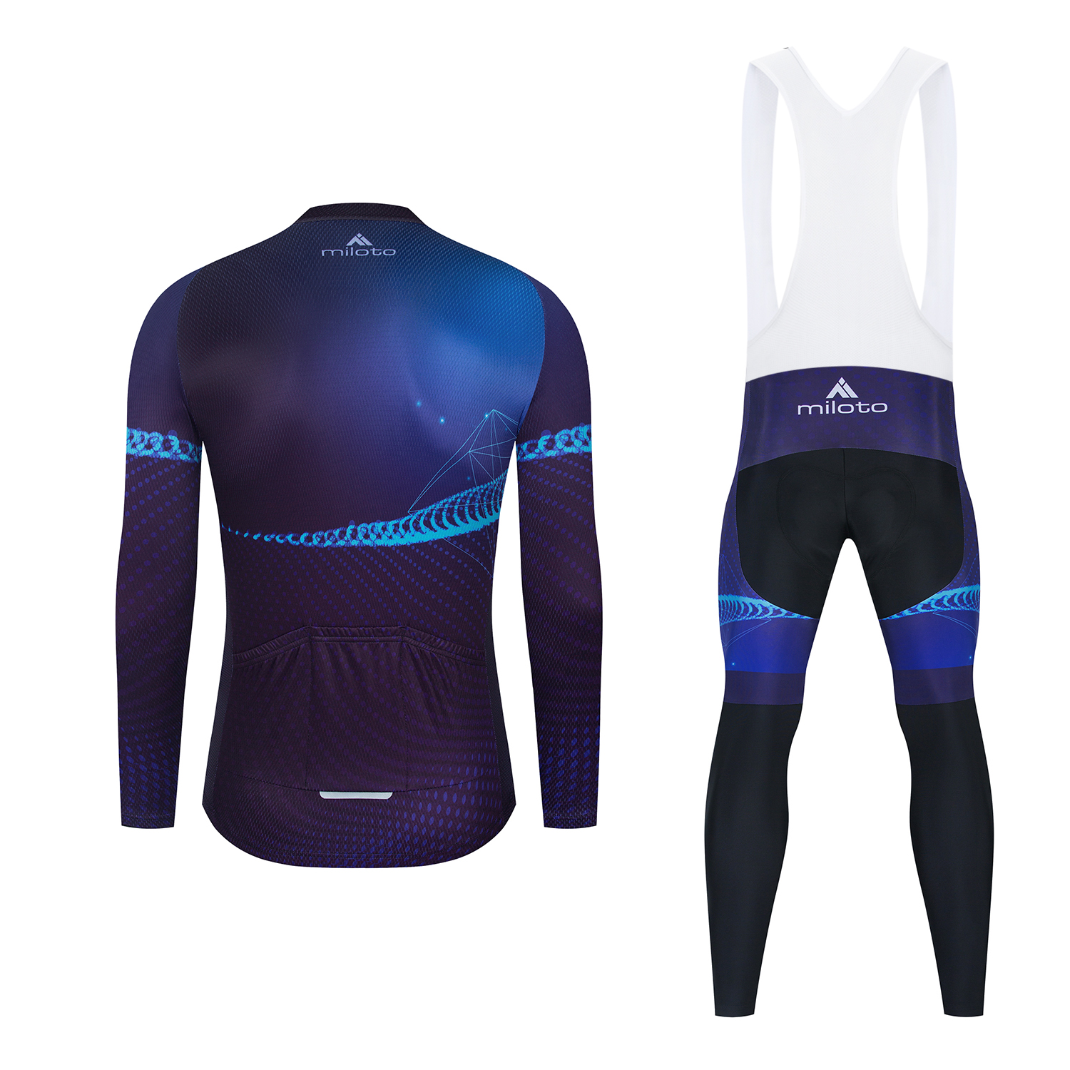 2024 Pro Mens Black Technology Winter Cygring Jersey Set Long Sleeve Mountain Bike Cycling Clothing 통기 MTB 자전거 의류 착용 슈트 B35