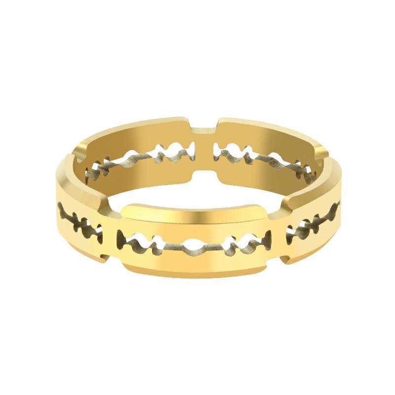 Хип -хоп из нержавеющей стали кольцо лезвия для мужчин молодежь Американское золото -серебряное черное титановые кольца модные ювелирные украшения 6 мм
