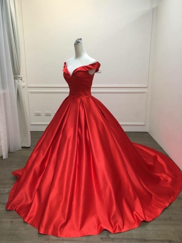 Вечеринки элегантные простые красные выпускные платья v Шаровые платья для шарики шва