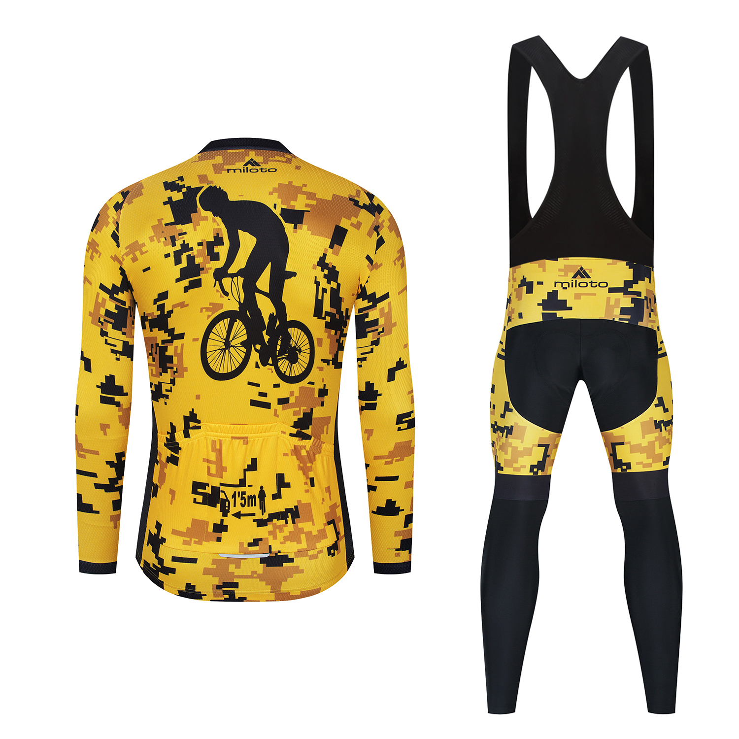 2024 Pro Mens Gold Yellow Winter Cycling Jersey Ensemble de vélos de montagne à manches longues Vêtements de vélo de montagne respirants