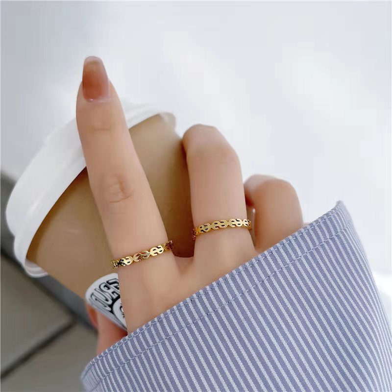 Hip Hop Stainless Steel US Dollar Symbol Ring 3MM Creative Gold Color USD Rings for Women Wedding Jewelry Wholesale Price