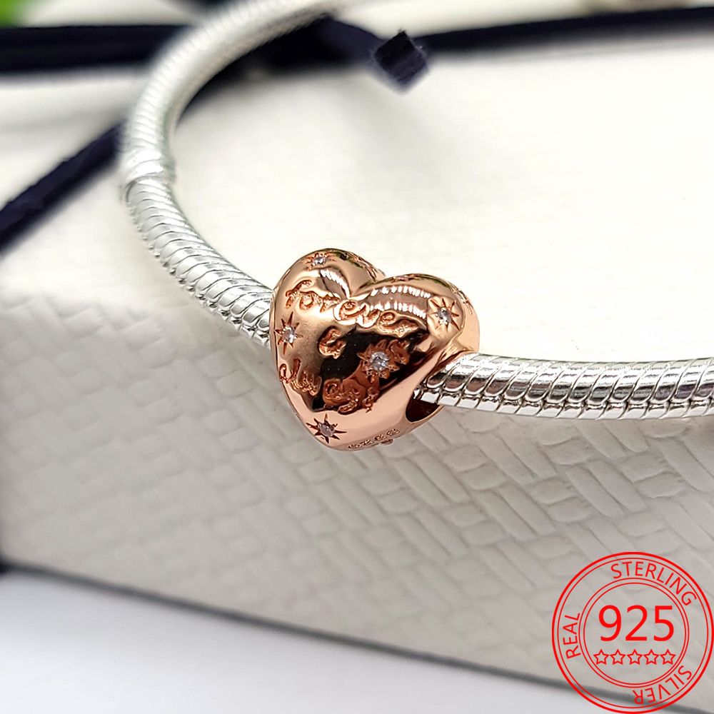 il nuovo popolare ciondolo in argento sterling 925 con perline d'amore romantico smaltato è perfetto i braccialetti Pandora fai da te regali di San Valentino