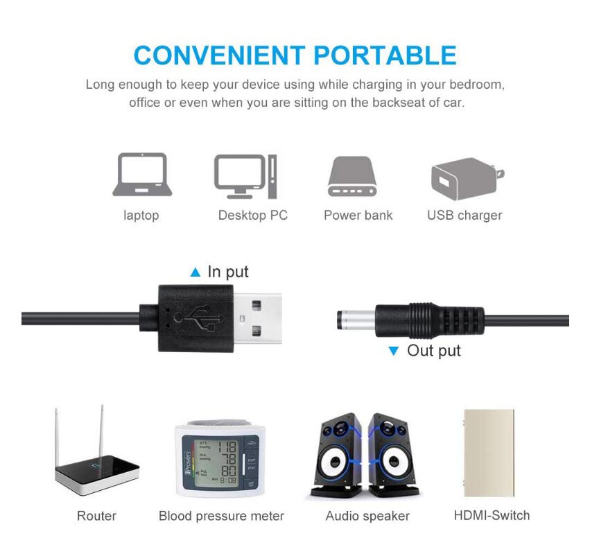 8 I 1 Universal 5V DC Power Cable Jack laddningskablar Kort USB-kabelanslutningar Adapter f￶r router Mini Fan-h￶gtalare Micro Type-C-adaptrar