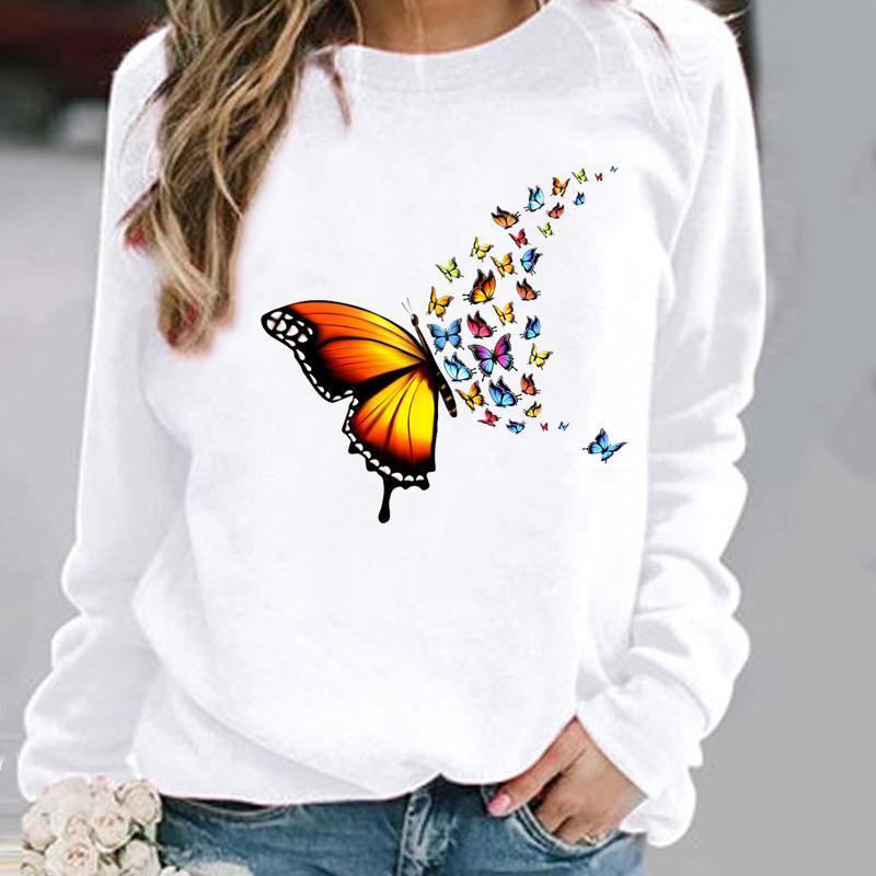 Sweats à capuche pour femmes Sweatshirts Pulls Fleur Papillon Belle Vêtements pour femmes Dames Printemps Automne Hiver Sweats à capuche Femme Femme O-cou Sweat-shirts décontractés 220923