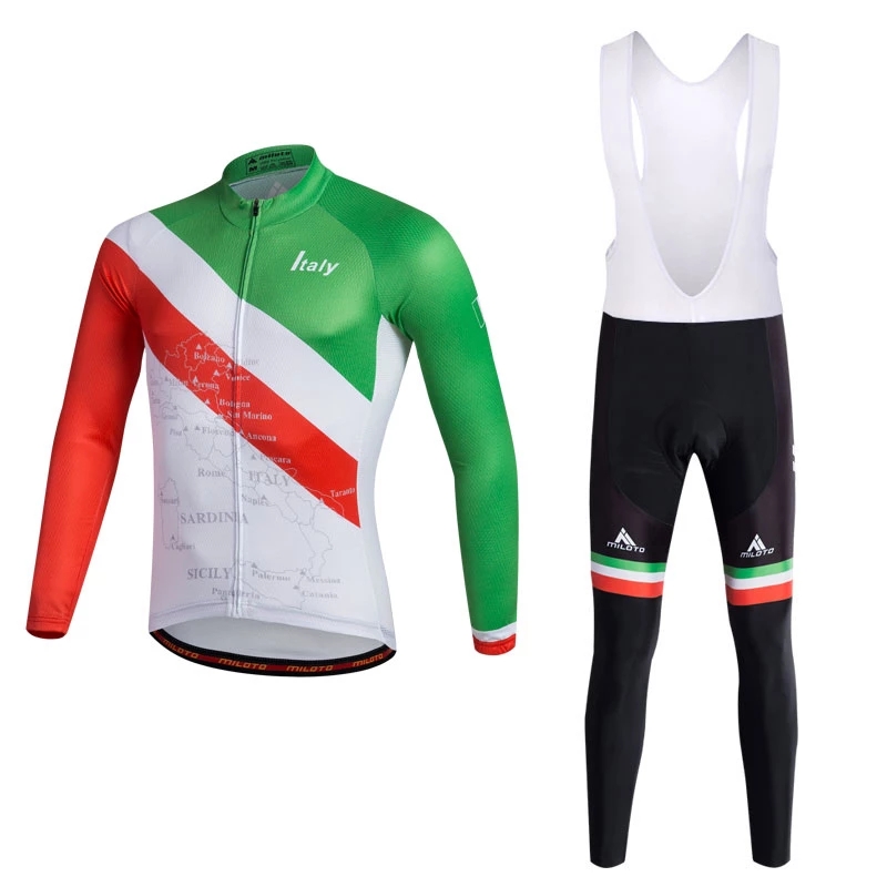 2024 Pro Mens Italy Winter Cycling Jersey Set Long Sleeve Mountain Bikeサイクリング衣料品
