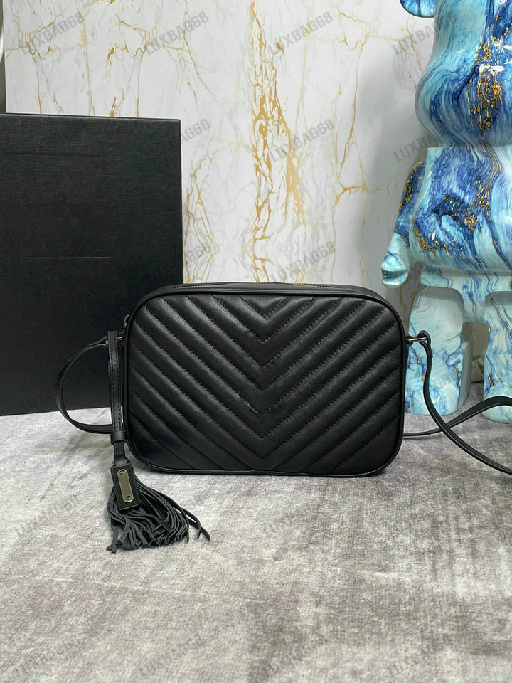 Lou Matelasse Läderkameraväska vintage Quilted Läder Flap Dam Designer Crossbody med tofs