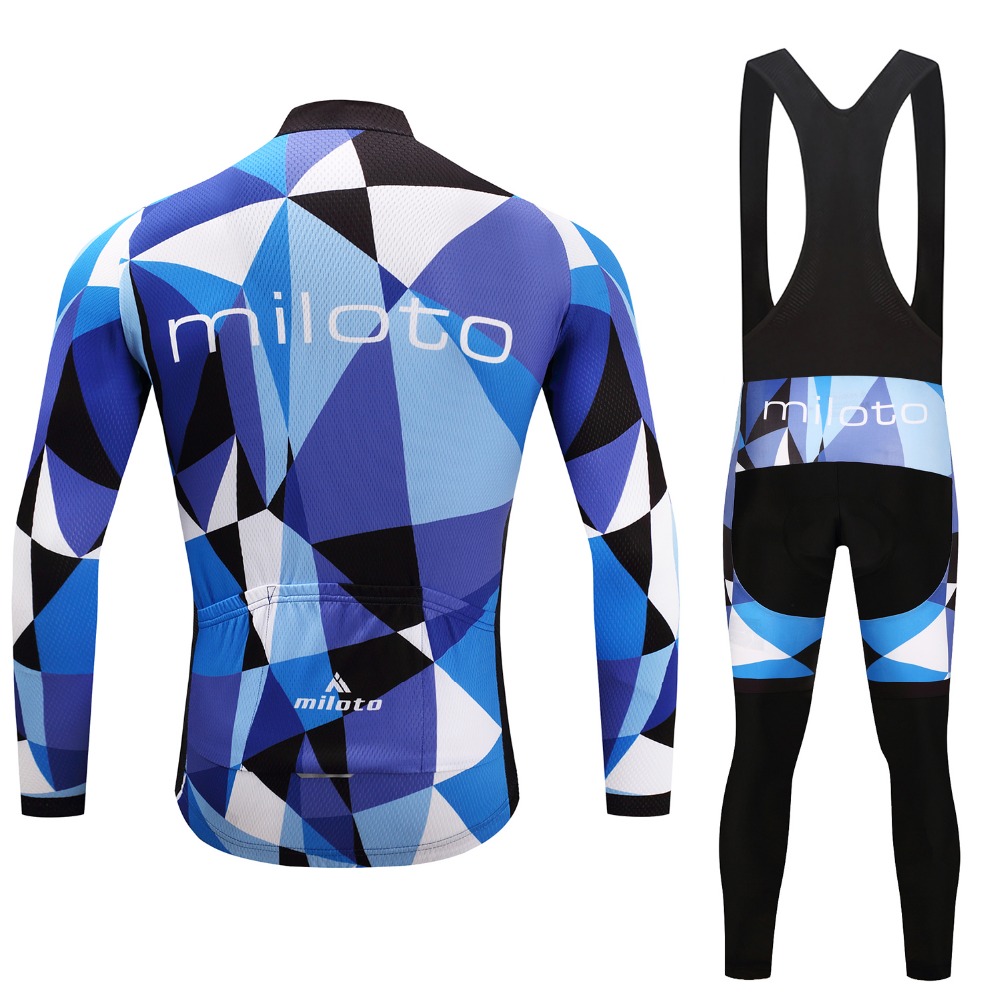 2024 Pro Mens Space Blue Winter Cycling Jersey Zestaw na rowerze górskim z długim rękawem