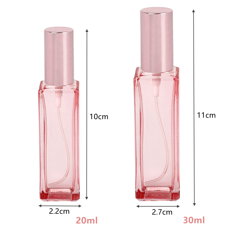 20 ml 30 ml rosguld glas bärbar påfyllningsbar parfymflaska kosmetisk behållare tom spray atomizer rese sub-flaska