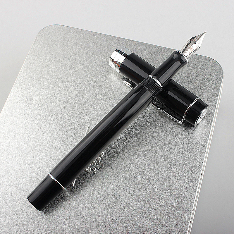 Fountain stylos Jinhao 100 résine Fountain Pen Black Fine Nib 05 mm avec convertisseur à clip argenté Écriture Business Office Gift Ink Pen 220923