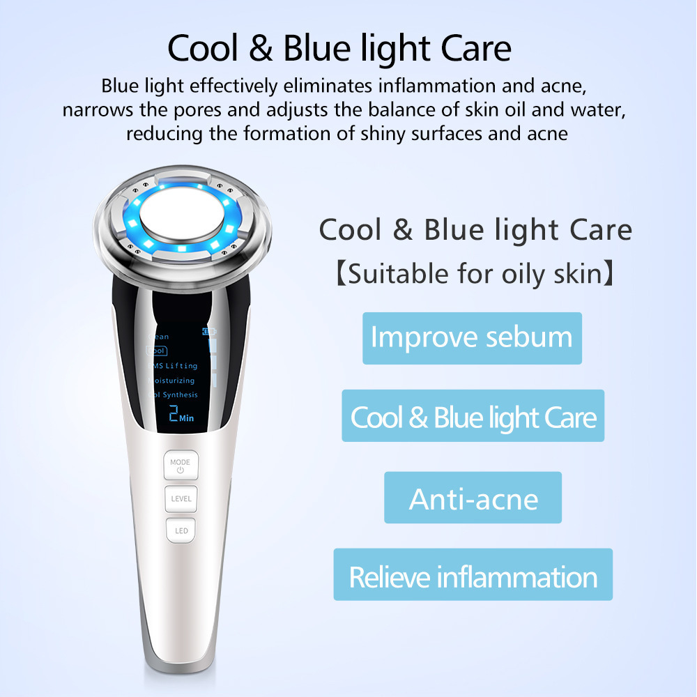 Face Massager EMS Cool LED Pon Light Therapy Skin Care Tool Device Lifting Draw Sonic Massage Beauty Machine 92 220922