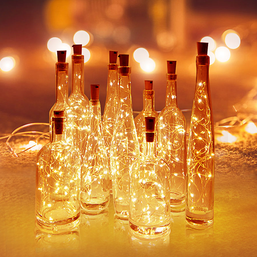 10 st batteridrivna korkflaskans ljussträngar 2m LED -lampor Barbelysning Birthday Party Wine Bottles Stopper Lightings Bar With281D