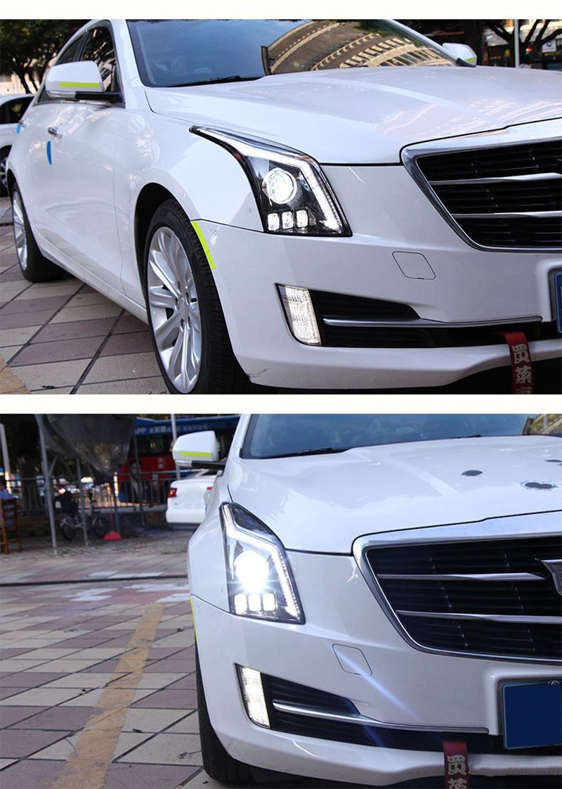 المصابيح الأمامية التلقائية لـ Cadillac ATS-L 20 14-20 18 ATS L المصابيح الأمامية LED DRL Running Lights Bi-Xenon Beam Fog Light