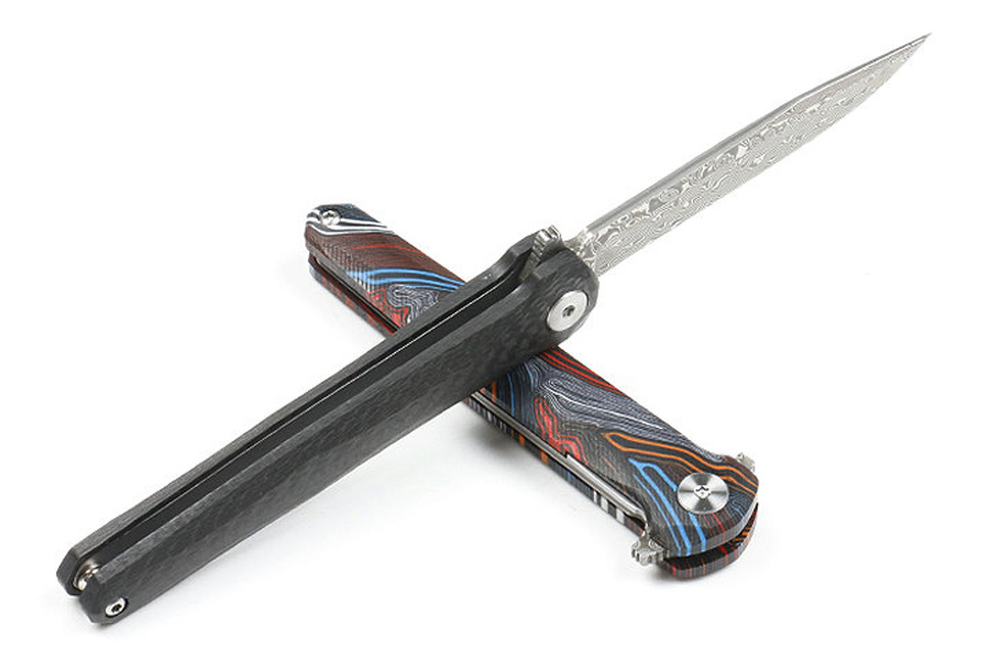 Ny M6671 Flipper Folding Knife VG10 Damascus Steel Blade Carbon Fiber Handle Ball Bearing Fast Open EDC Pocket Knives