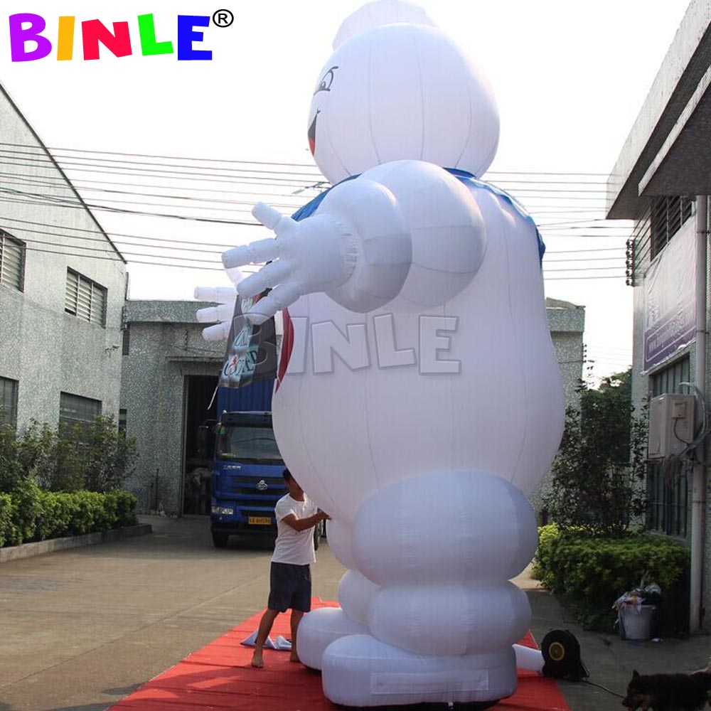 Bespoke giant inflatable ghostbuster stay puft Marshmallow Man with advertising banner led lights for Halloween decoration