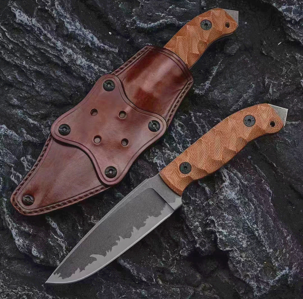 NOUVEAU H9202 HAUT END SURVIAL SERGLET couteau A2 Drop Point Blade Full Tang Linen Handle de p￪che ext￩rieure Chasse Fixe Couteaux de lame avec Kydex