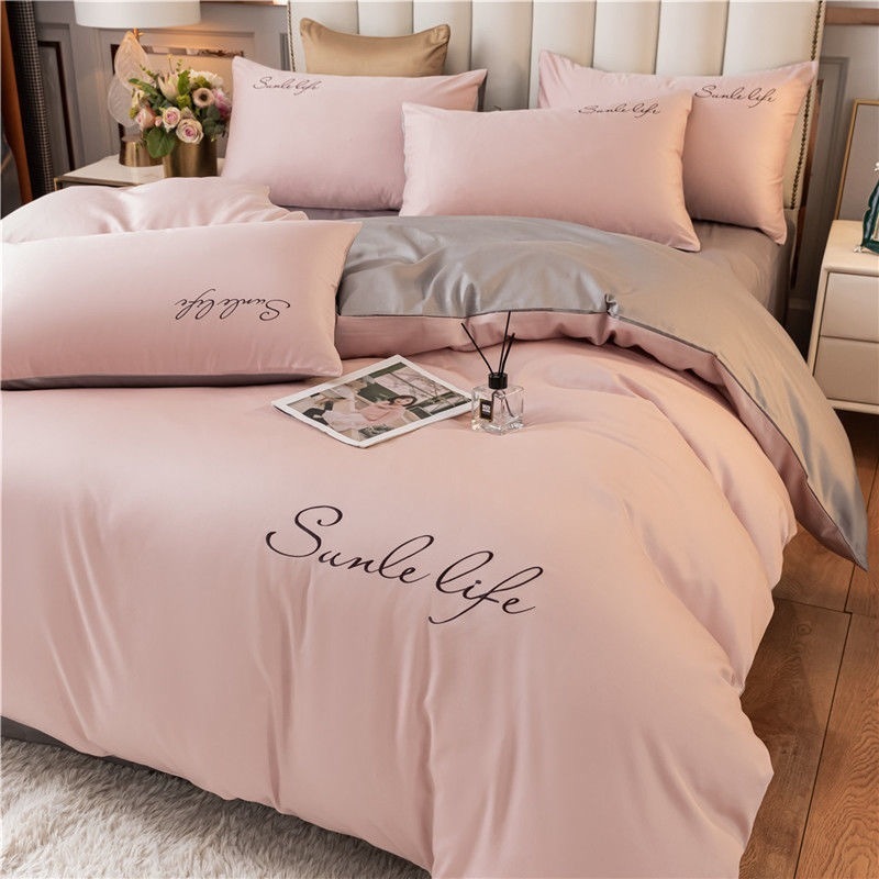 Conjuntos de cama Bordado de cor sólida Conjunto de roupas de cama Solid Cor Solid Luxury Bedding Polyester Duvet Capa Kingsuper King Size Size Conjunto 220924