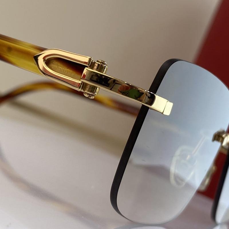 Retro designer feminino óculos de sol retângulo moldura de ouro carti masculino búfalo chifre óculos de sol preto cinza claro uv400 fem255n