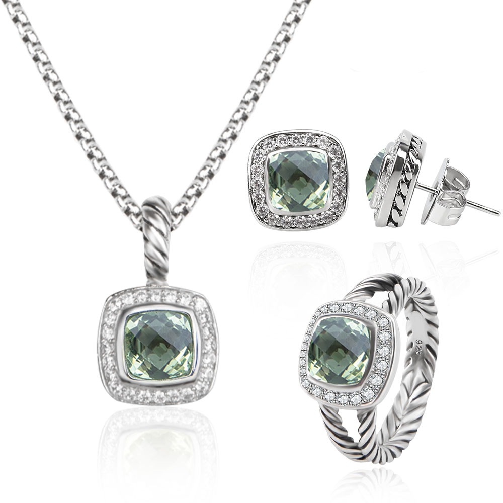 Kabel Oorbellen Ring Sieraden Set Diamanten Hanger en Oorbellen Set Luxe Vrouwen Geschenken293h