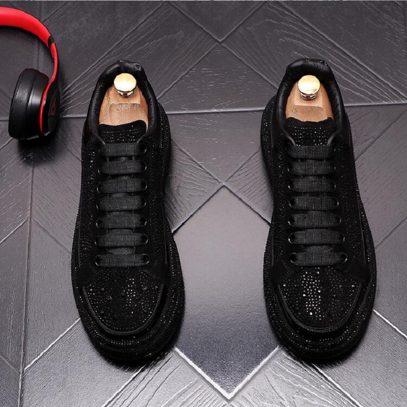 Golden Rhinestone Men schoenen mode high tops print punk sneakers hiphop casual flats enkel laarzen zapatillas hombre dh1