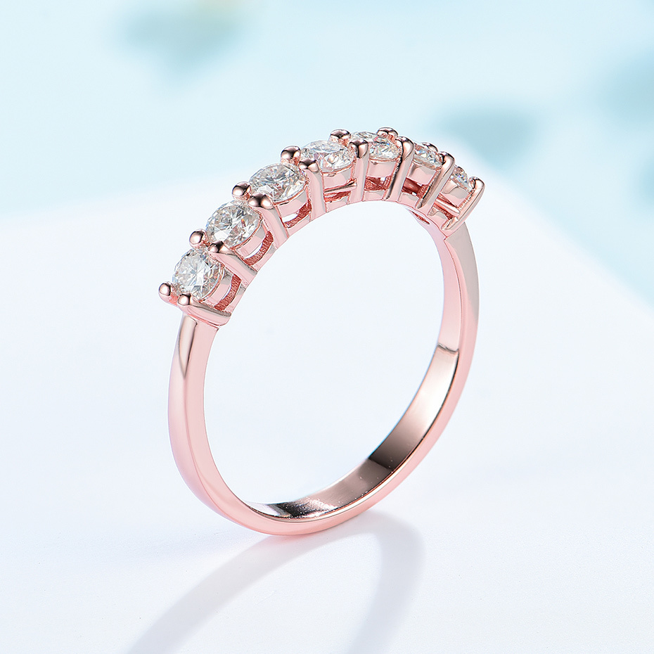 Cluster Rings Kuololit 07CT DVVS1 RING FÖR Women Solid14K 10K Rose Gold Matching Half Wedding Band för engagemang 220922