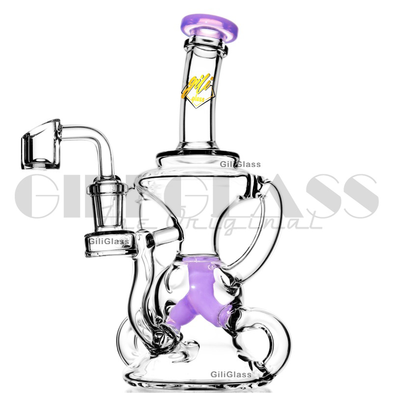 8 inches GiliGlass Hookahs Water Bong with Honeycomb Perc Color Lip Female 14.5mm Recycle Dab Rig Recycler pipe with quartz nail