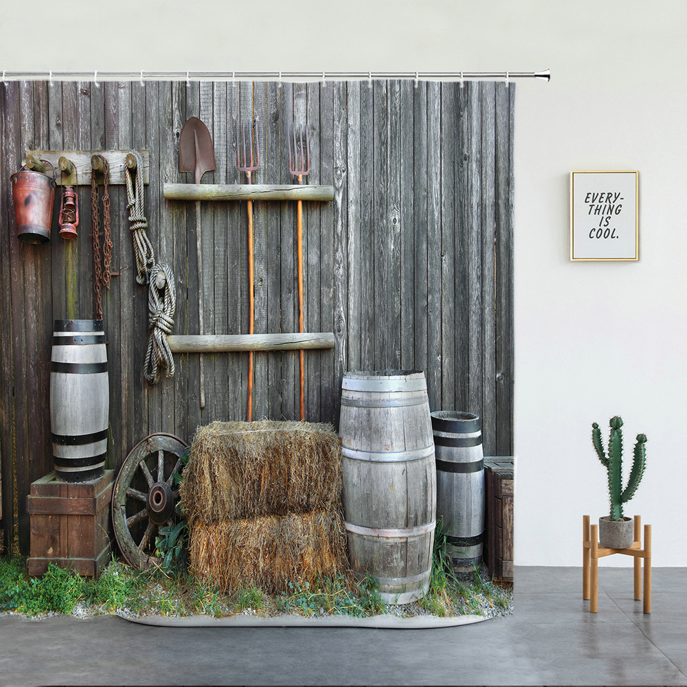 Shower Curtains Landscape Set 3d European Rural Town Street Flower Scenery Wall Hanging Bathroom Decor Bathtub Screen With Hooks 220926