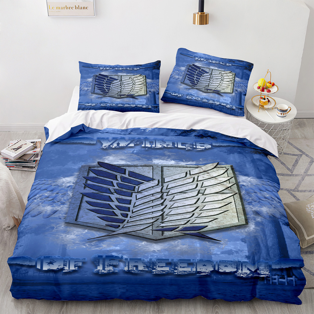 Bedding Sets Anime Attack on Titan 3D Conjunto de roupas de cama impresso de edredão Freedom Freedom Wings Formuladas para meninos crianças Twin Single Tamanho completo 220924