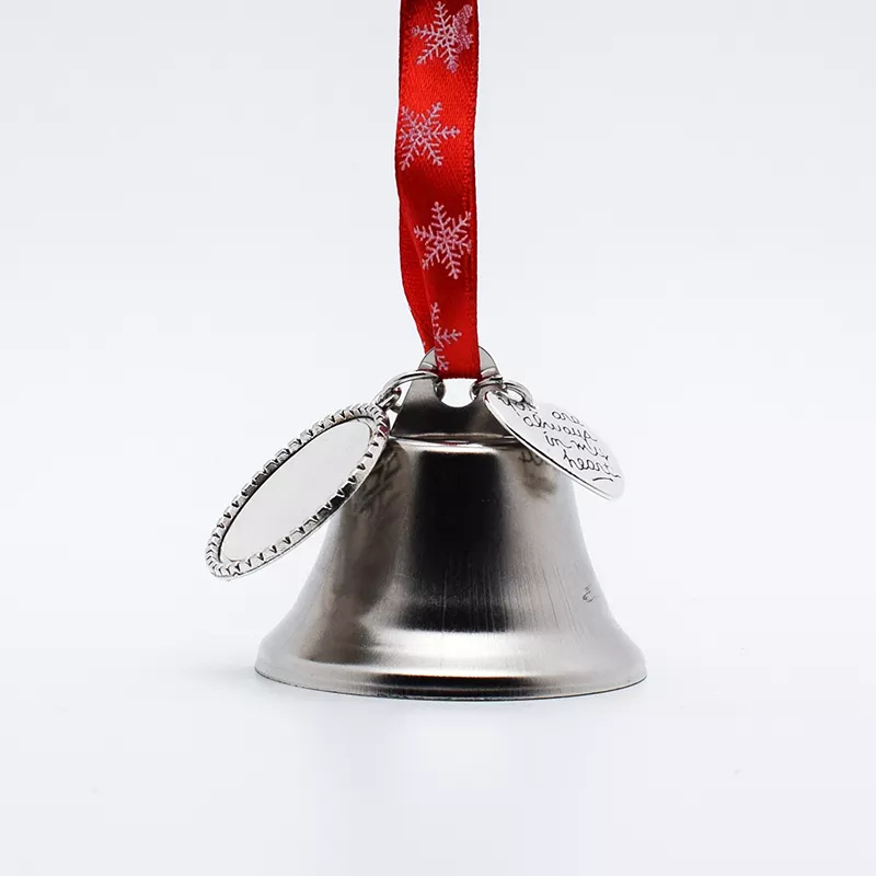 Decoración de árbol de Navidad Sublimación Santa Bell Campana de transferencia de calor en blanco con colgante