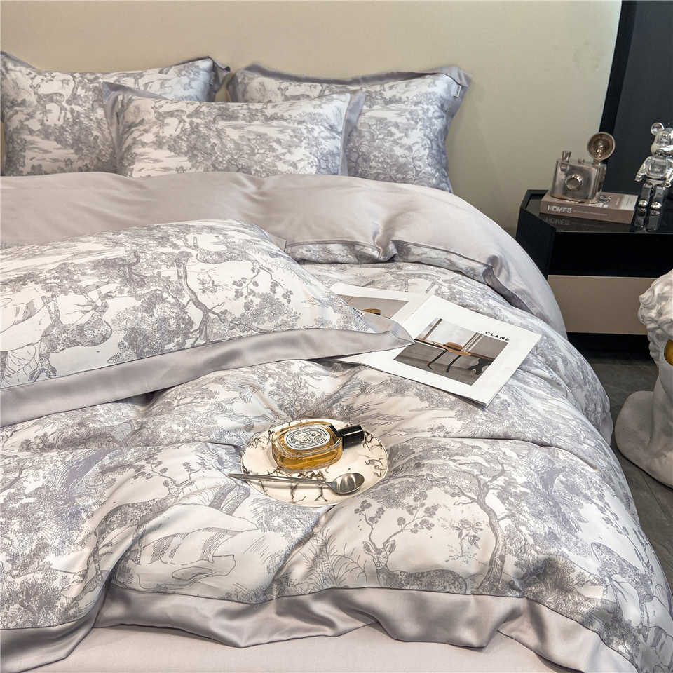 Conjuntos de roupas de cama Oloey Bedding Conjunto de lyocell Fiber Duvet Tampa de penhas de cama macia travesseiros