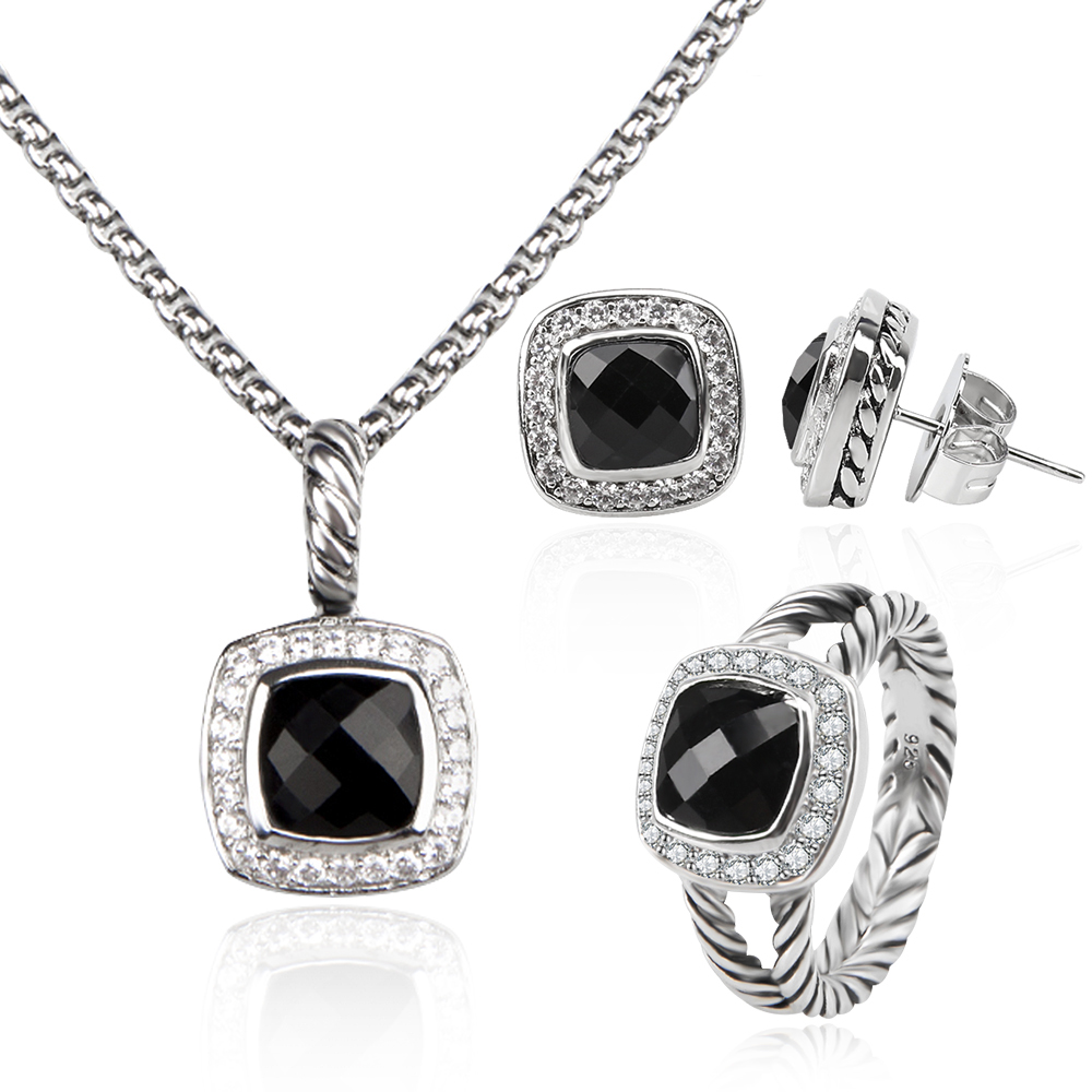 Kabel Oorbellen Ring Sieraden Set Diamanten Hanger en Oorbellen Set Luxe Vrouwen Geschenken293h