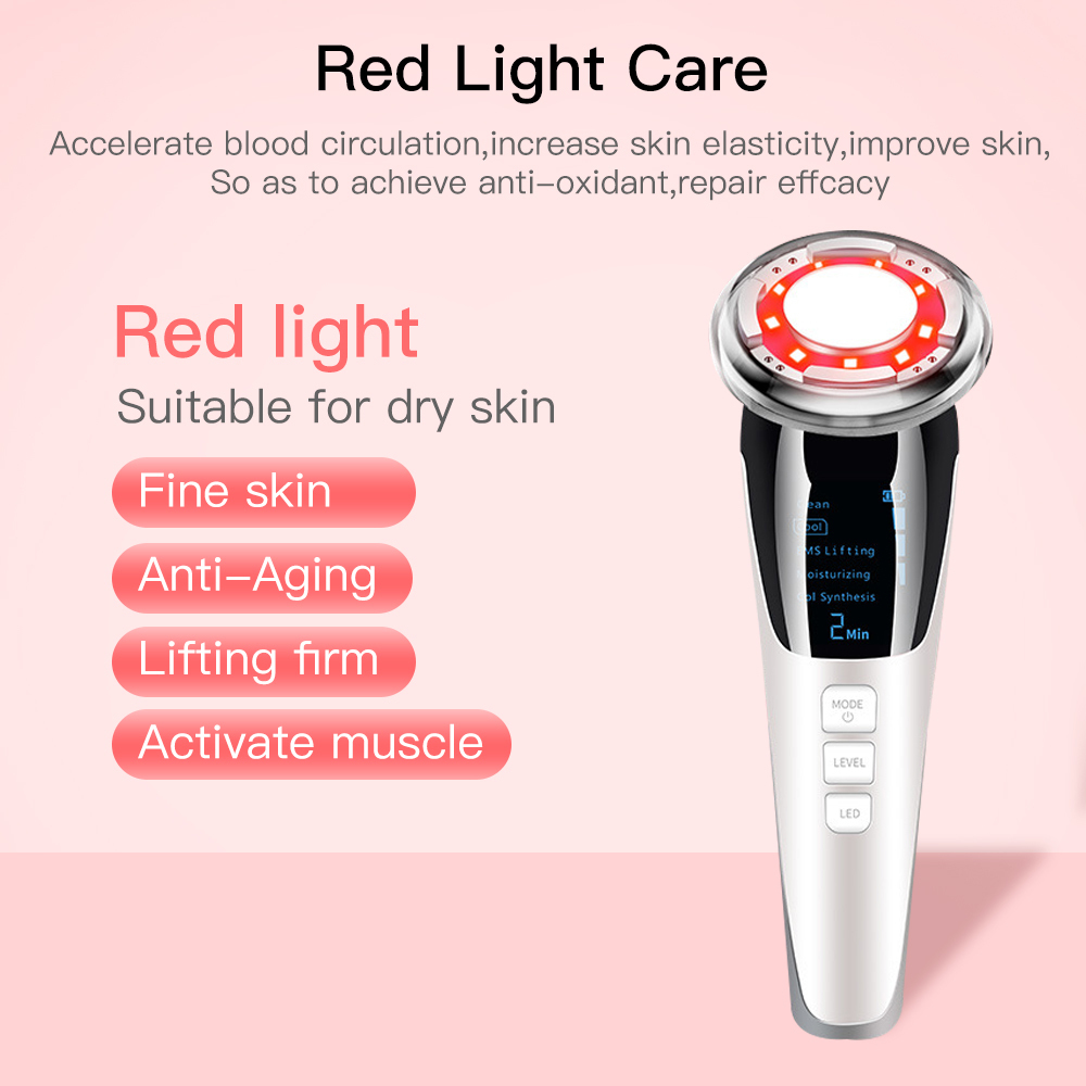 Face Massager EMS Cool LED Pon Light Therapy Skin Care Tool Device Lifting Draw Sonic Massage Beauty Machine 92 220922